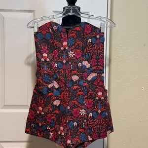 Super Cute Floral Strapless Women Romper